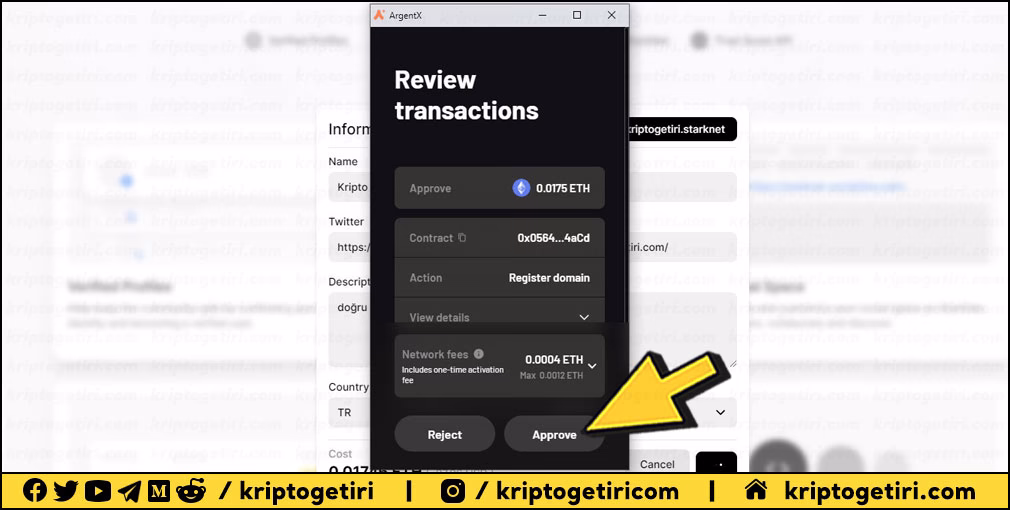 starknet profil oluşturma onayı