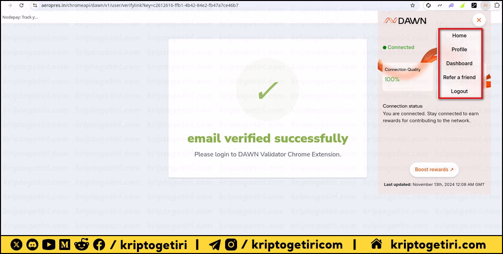 DAWN Validator ayarlar