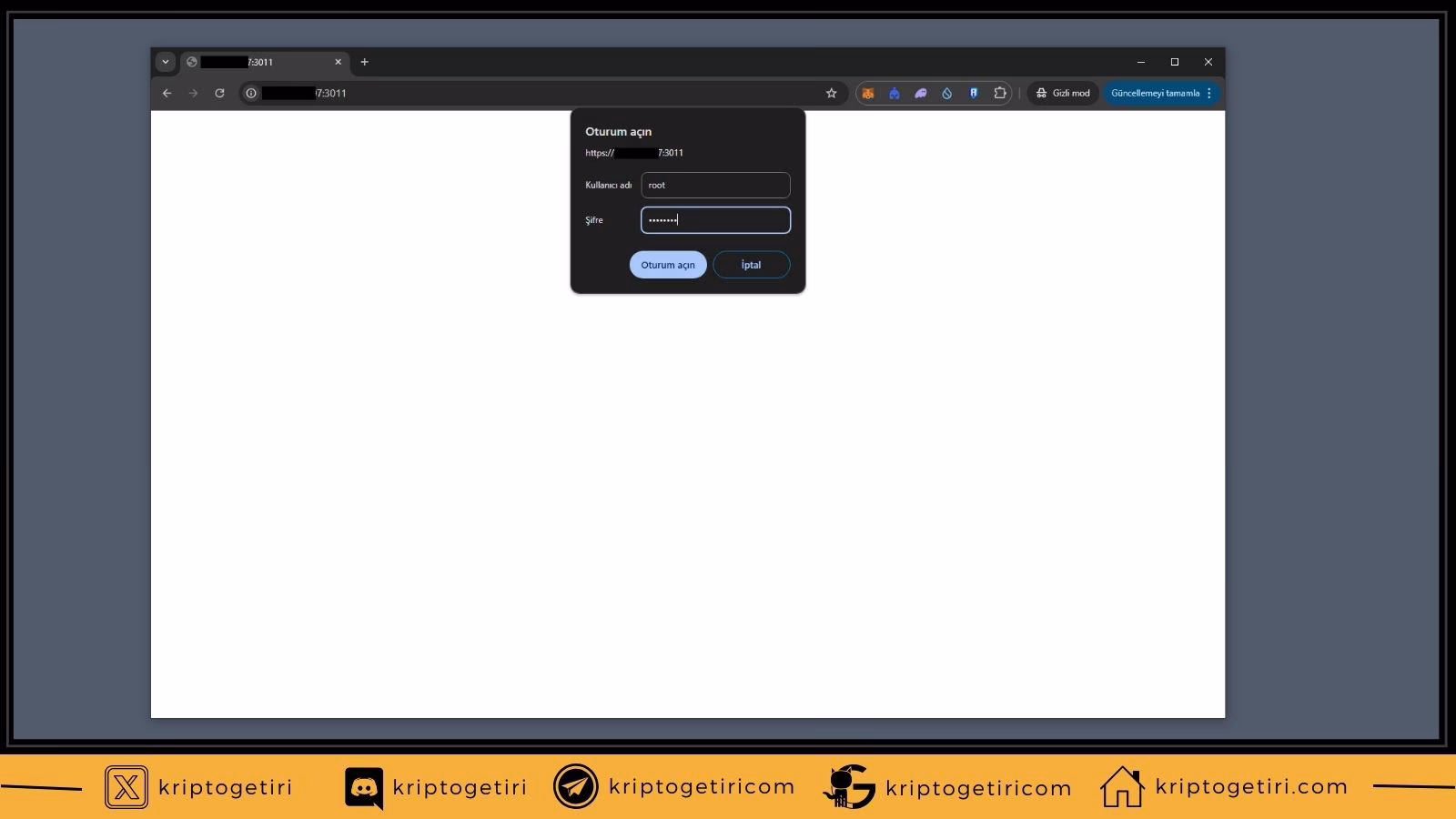 chromium root ve şifre