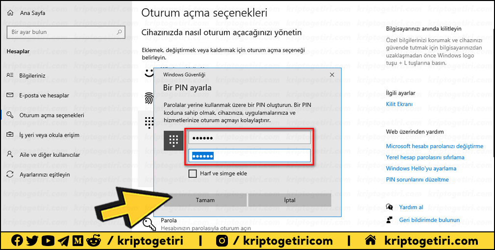 bir pin ayarla