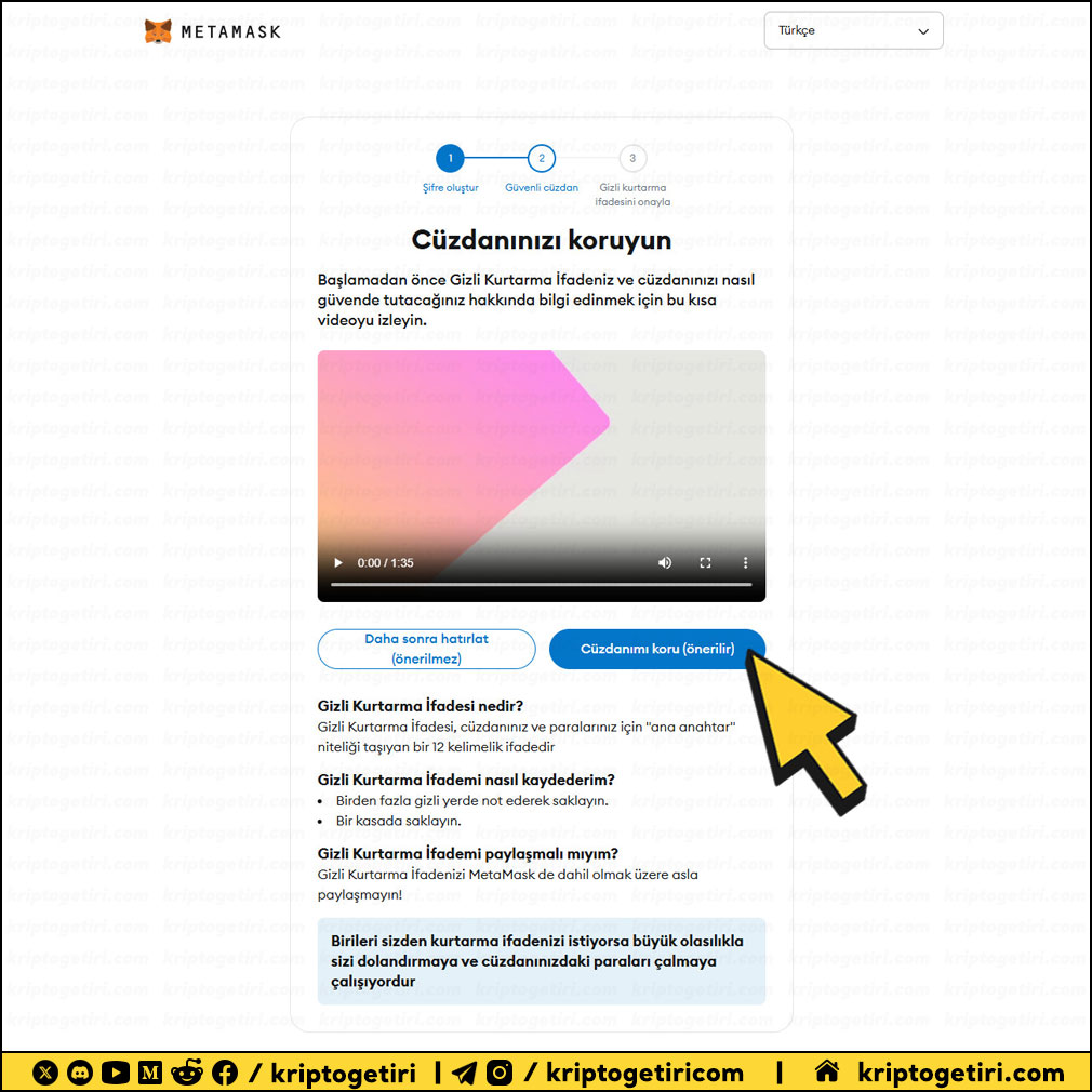 metamask Gizli Kurtarma İfadesi