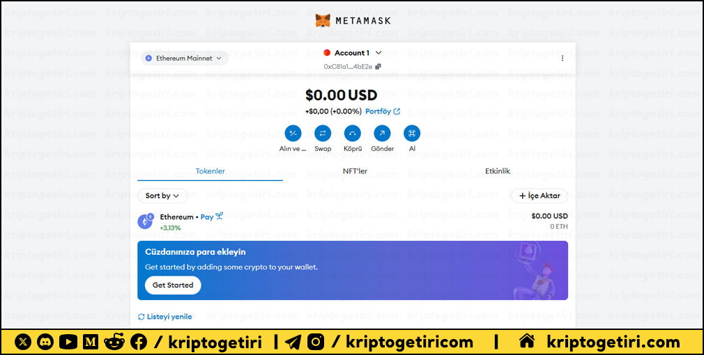 metamask yeni cüzdan