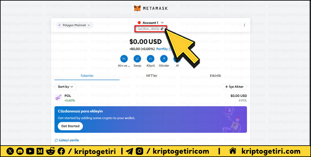 polygon metamask adresini kopyalama