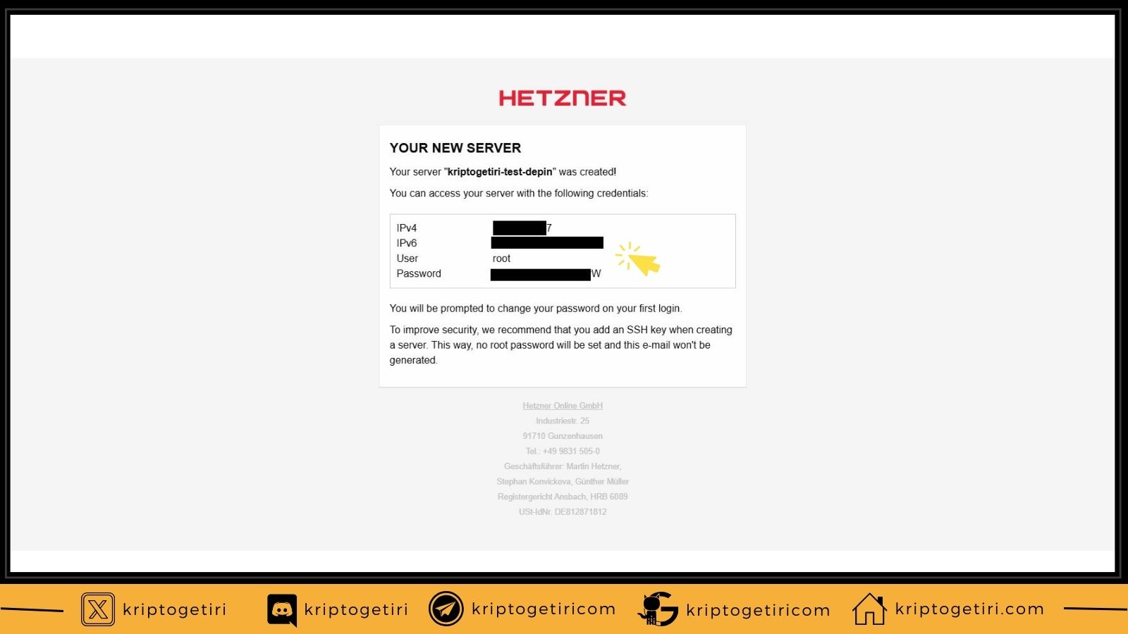 hetzner server oluşturma, mail 